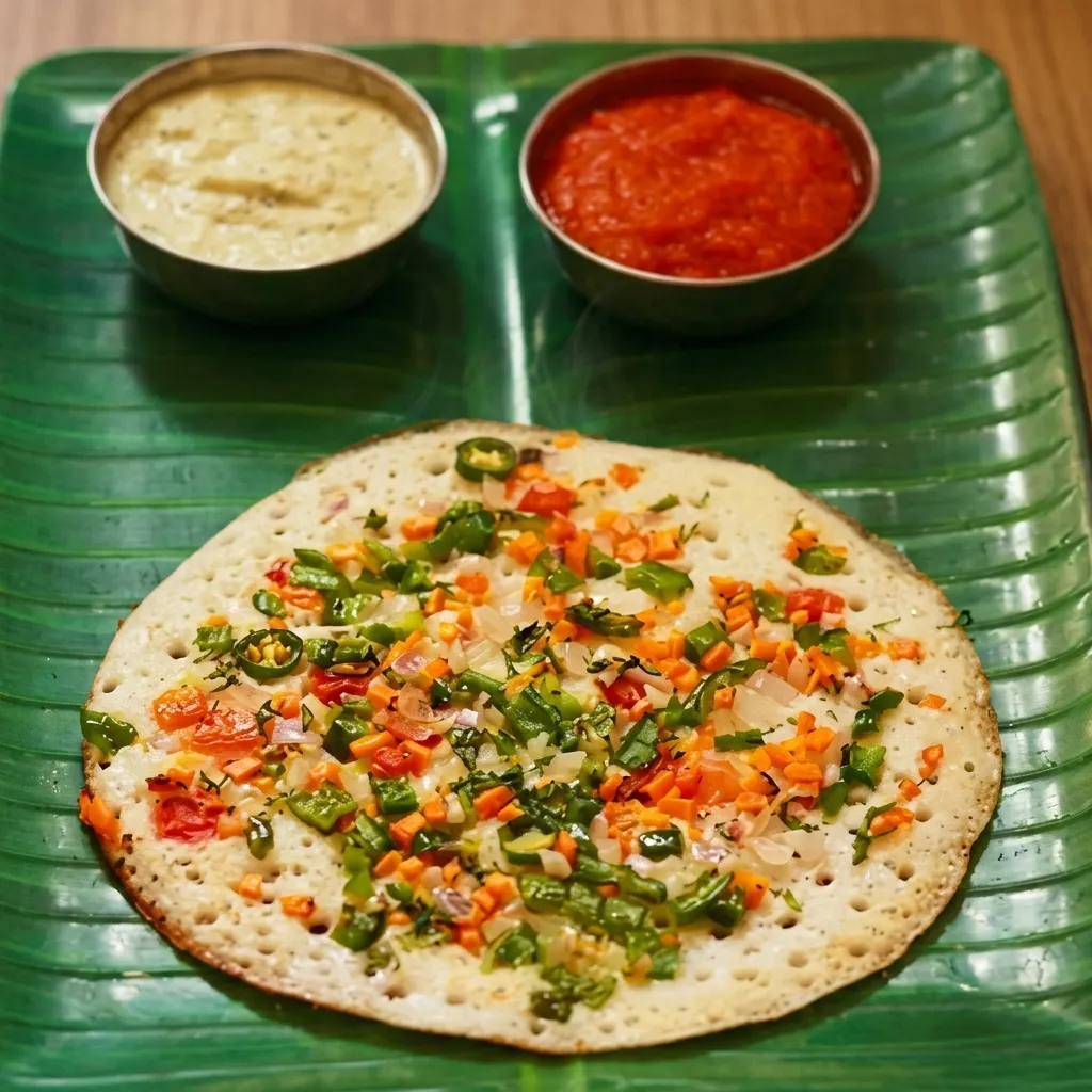Onion Utapam with chutneys at Nitara South Indian restaurant Edmonton